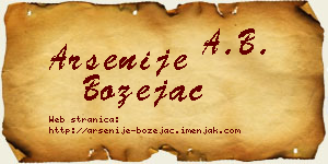 Arsenije Bozejac vizit kartica